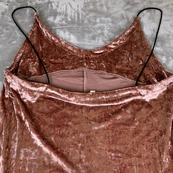 NWOT Freeway Crushed Velvet‎ Dress Women’s L Pink V neck Spaghetti Strap (0701) - Picture 10 of 15